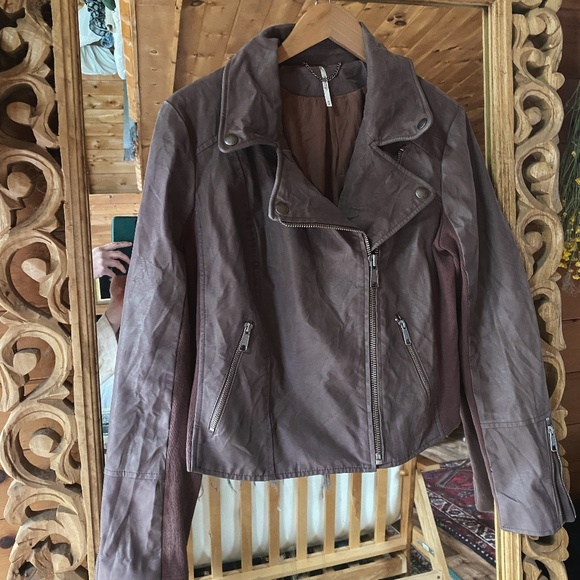 Free People Vegan Motorcycle Jacket Vegan Leather Moto Jacket - Picture 1 of 11